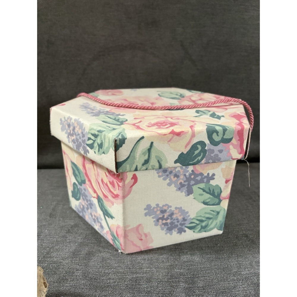 Beautiful Design Decoration Vintage Nordstrom Hexagon 1980's Roses‎ Hat Box
